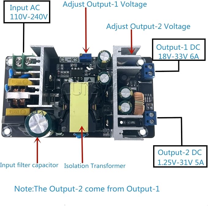 Power Supply, Dual Output Isolated Switching Power Supply Module Adjustable - Image 2