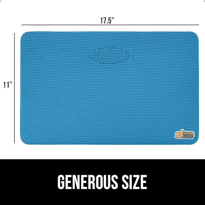 GORILLA GRIP Extra Thick Patent Pending Soft Foam Kneeling Pad, 2 PK, Supportive Large Cushion Knee Pads for Gardening, Baby Bath Time, Dirt and Water Resistant, Workout, Garden Supplies, 17.5x11 Blue