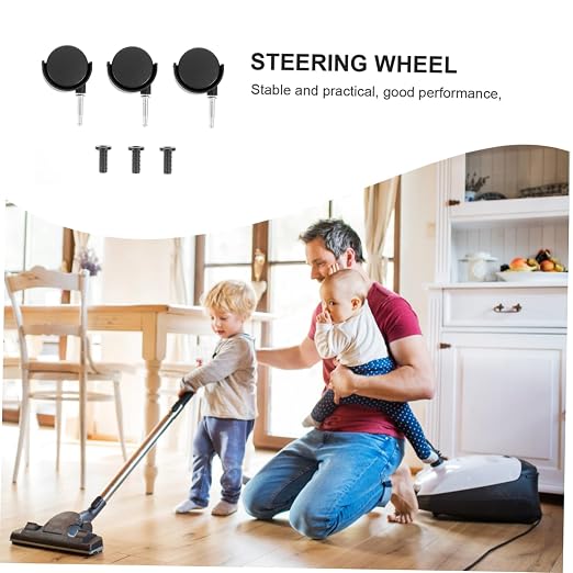 PRETYZOOM 3pcs Premium Plastic Vacuum Cleaner Casters Rotatable Silent - Image 8