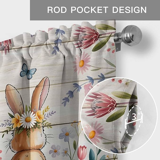Easter Curtain Valances for Windows, Kitchen Valance Window Treatment, Spring - Image 5