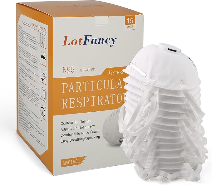 LotFancy NIOSH N95 Mask, Disposable Air Filter Masks Against Dust, Face Mask - Image 8