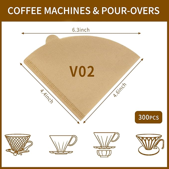 V60 Coffee Filters, 1-4 Cups Disposable Cone Paper Coffee Filters 2， Compatible - Image 2