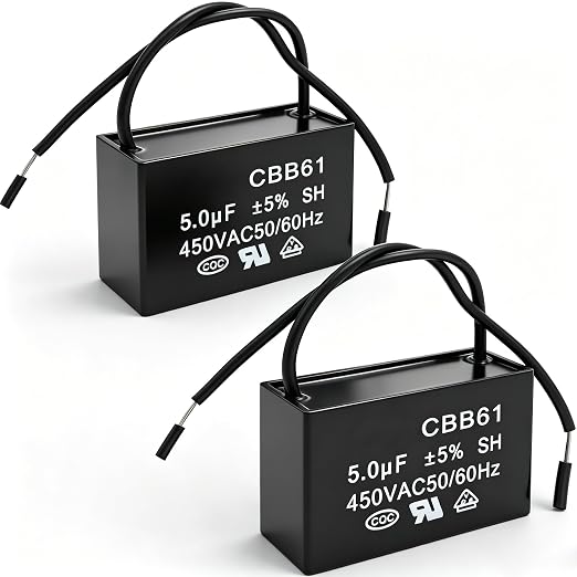 Twidec/2Pcs CBB61 Ceiling Fan Capacitor 450V AC 50/60Hz Run Capacitor 2-Wire by Twidec