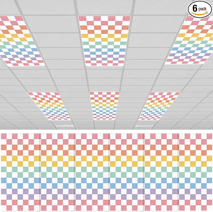6Pcs Classroom Light Covers for Fluorescent Lights, Magnetic 2x4 FT Ceiling by Hallswl