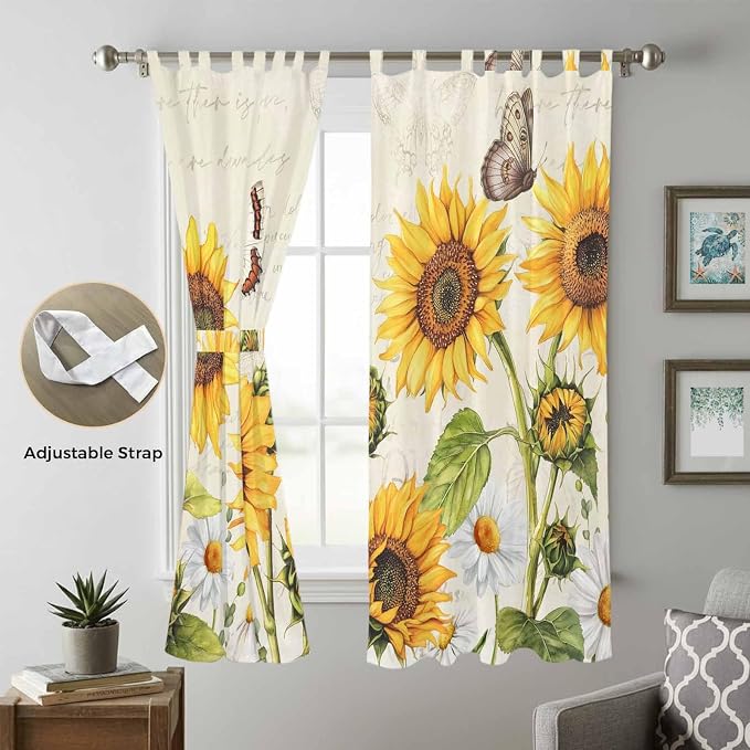 Farm Sunflowers Living Room Curtains 84 Inch Length, Window Curtains Tab Top - Image 5
