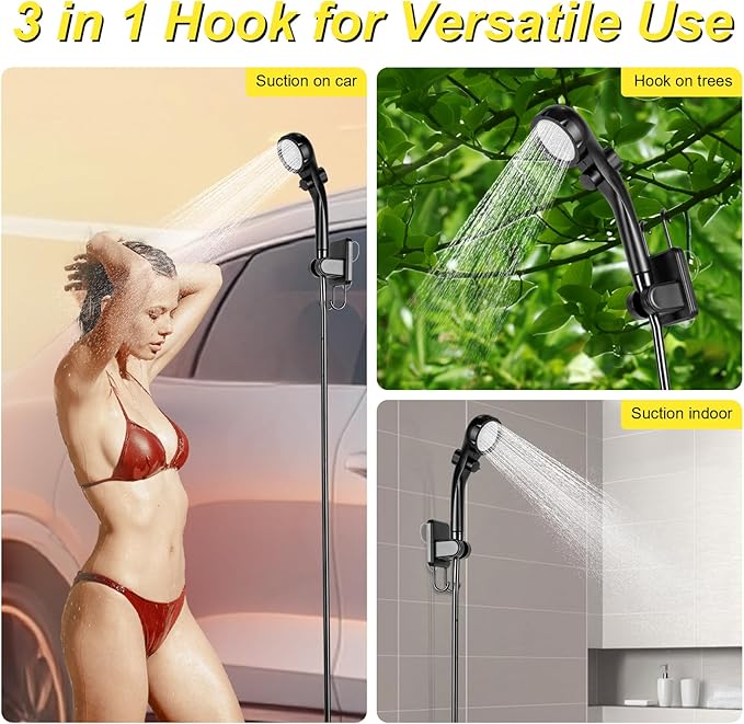 Portable Hot Shower Tent for Camping,Pop Up Privacy Tent with Rechargeable Camping Shower with 2000w Immersion Water Heater