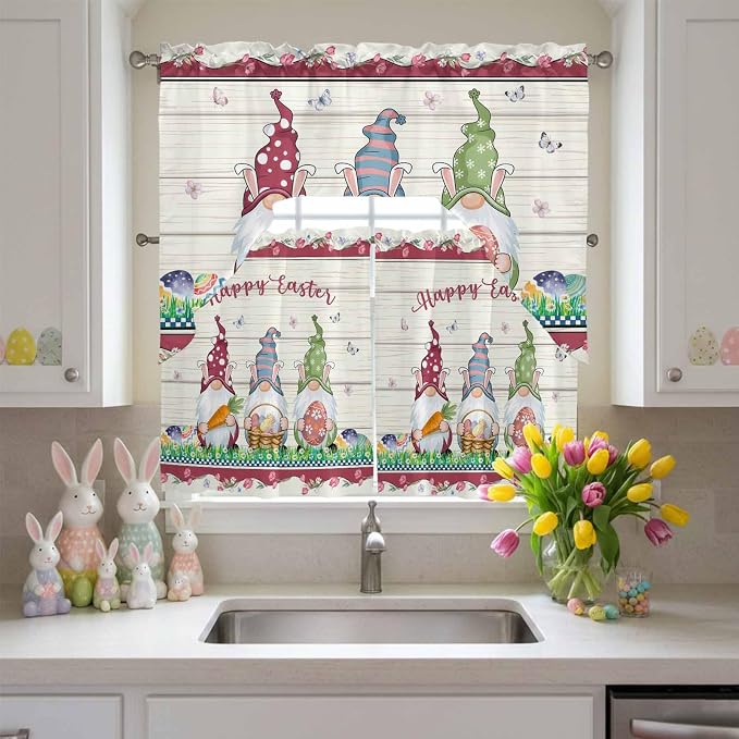 Swag Valance Curtains, Happy Easter Gnomes - Image 4