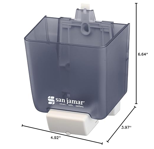 San Jamar Classic Soap Dispenser for Public Restrooms, Manual, Wall Mounted, Refillable, Plastic, 30 Ounce Capacity, Arctic Blue (Pack of 6)