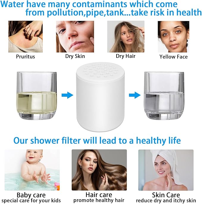 25 Stage Shower Filter Replacement,Shower Head Filter for Hard Water with High Output,Shower Water Filter for Hair and Skin,Shower Water Softener for Chlorine,Compatible With Any Similar Design,4 Pack