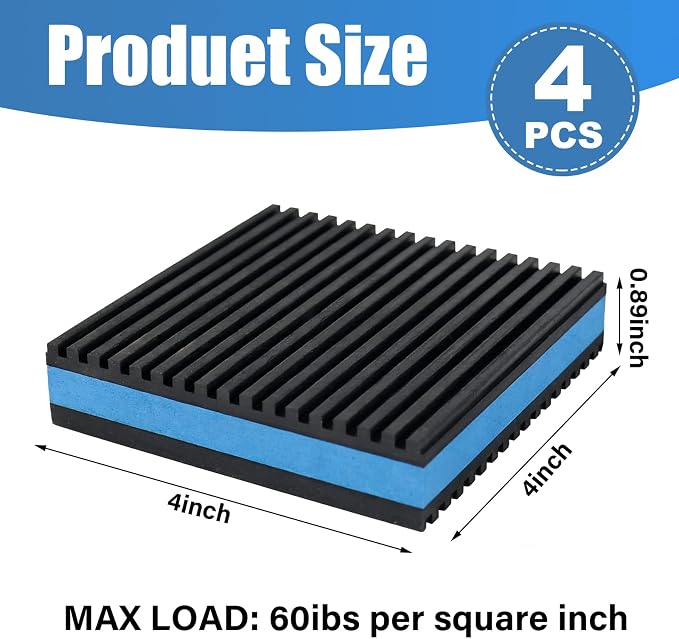 4 Pack for Washing Machine 4"x4", 7/8" T EVA Anti Vibration Pads Mechanical - Image 2