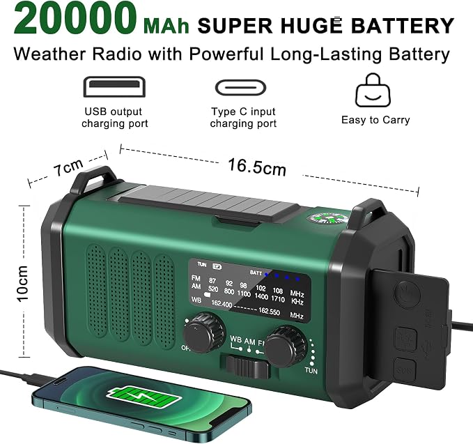 Emergency Radio-NOAA Weather Radio 20000mAh/74000mWh - Image 5