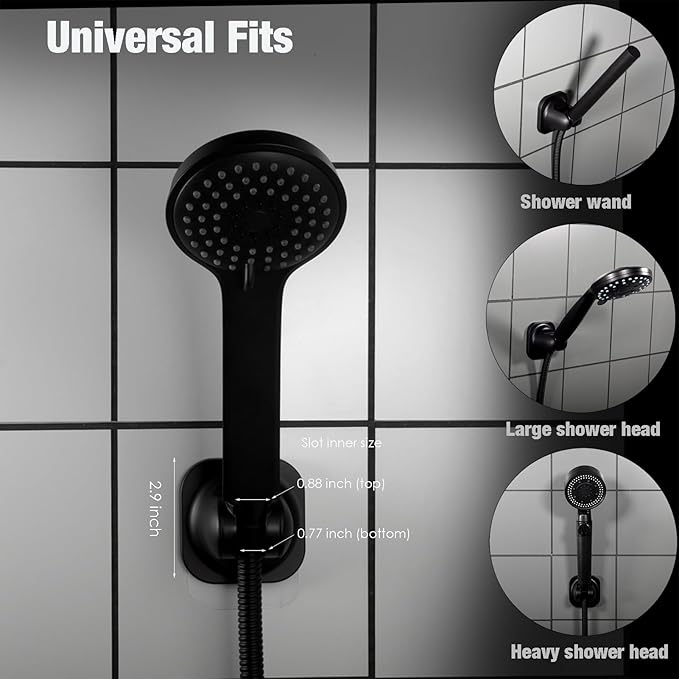 Handheld Shower Head Holder - 5 Positions Adjustable - Clip in - Screw or Adhesive Mount - Bathroom Wall Mounted Shower Wand Holder (Oil Rubbed)