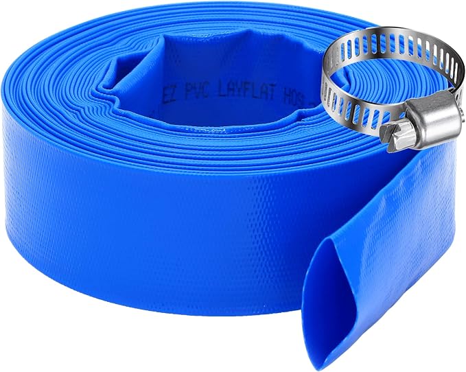 DAVCO 2.5" x 25 ft Pool Backwash Hose, Heavy Duty Reinforced Blue PVC Lay Flat by DAVCO