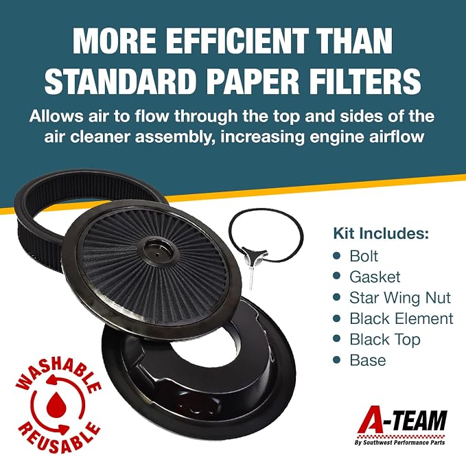 A-Team Performance High Flow Throttle Body Air Intake Filter - 14 in x 3 in - Image 3