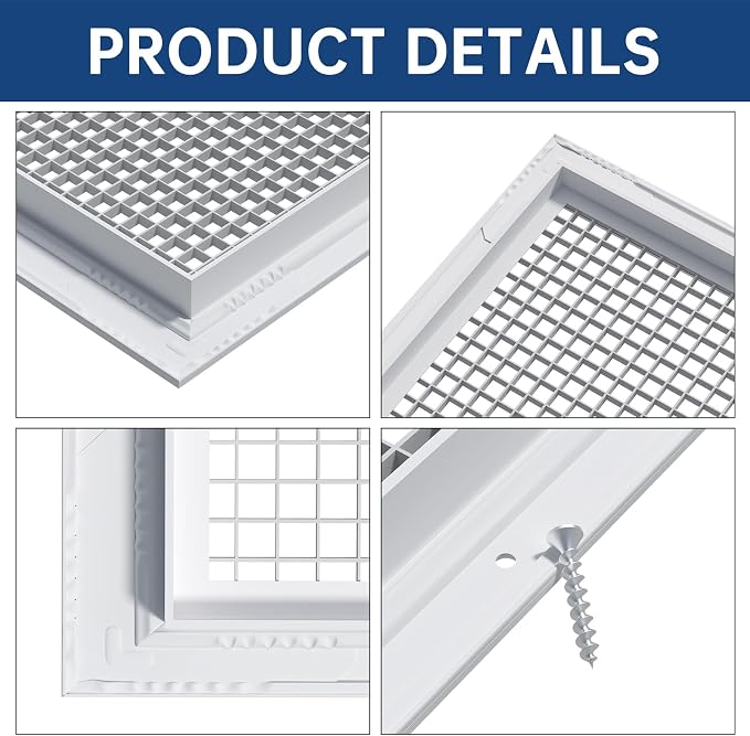 Return Air Grille Fits 20'' x 30'' Duct Opening, Aluminum Eggcrate Return - Image 2