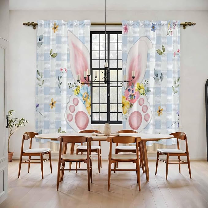 Easter Window Curtains 72 Inch Long 2 Panel Set, Rod Pocket Long Curtains & by Unknown