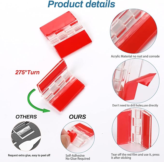 4 Pcs Transparent Plastic Hinges - Image 3