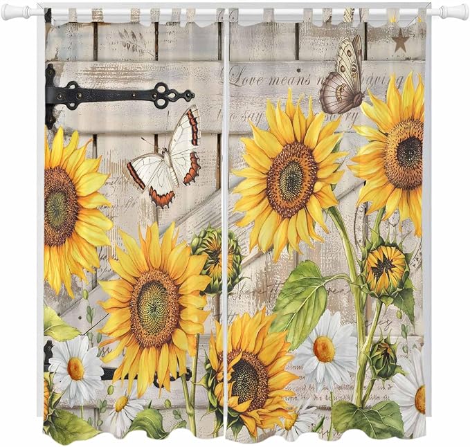 Farm Flowers Living Room Curtains 84 Inch Length, Window Curtains Tab Top by Unknown