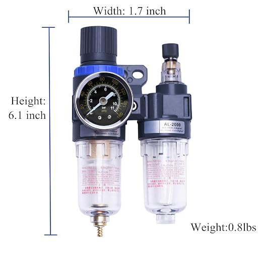1/4" Compressor Air Filter Air Pressure Regulator Water-oil Separator Trap - Image 2
