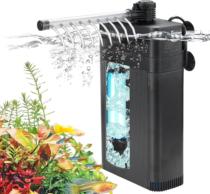 Internal Fish Tank Filter with 9W UV Light, Adjustable Water Flow Submersible by weipro