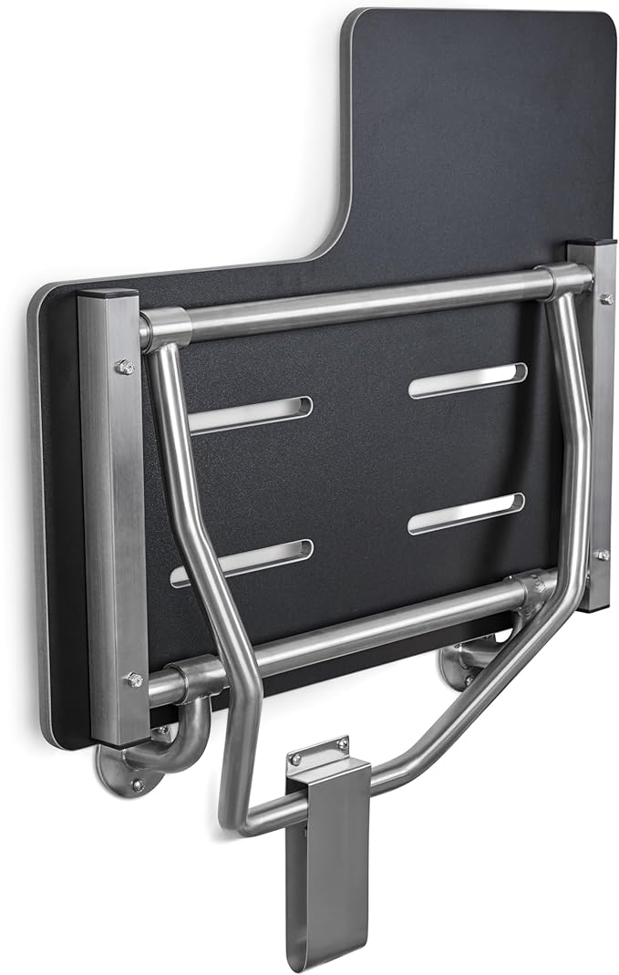 Seachrome 26" x 22.5” Black Reversible Folding Transfer Tub/Shower Seat, ADA Compliant