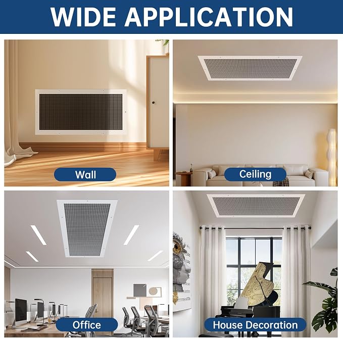 Return Air Grille Fits 20'' x 30'' Duct Opening, Aluminum Eggcrate Return - Image 7