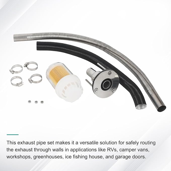 24mm Stainless Steel Exhaust Pipe Air Intake Filter and Pipe Double Wall - Image 8