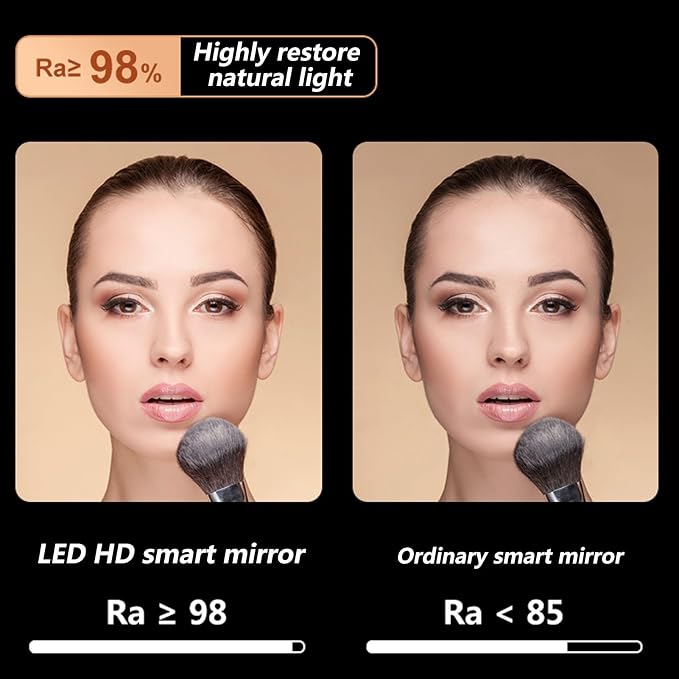 Irregular Bathroom Mirror with 3 Colour LED Light, Wall Mounted Makeup Mirror - Image 2