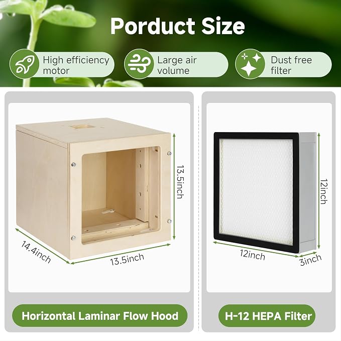 Vikua 12"x12" HEPA Horizontal Laminar Flow Hood Suitable - Image 2
