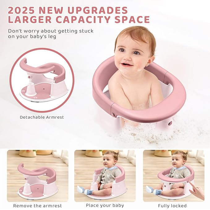 Baby Bath Seat, Infant/Toddler Sit Up Bathtub Seat for 6-12-24 Months, Baby Bath Essentials, Great Shower Gifts for Newborn and New Mothers