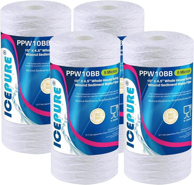ICEPURE 5 Micron 10”*4.5'' Whole House Sediment String Wound Water Filter by ICEPURE