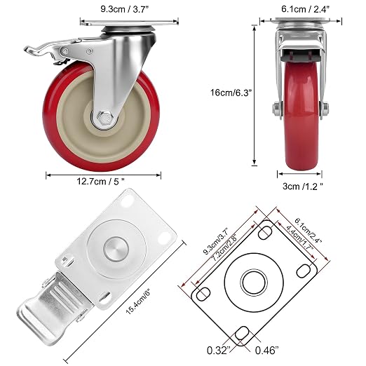 5 Inch Industrial Heavy Duty Swivel Caster Wheels - Image 4
