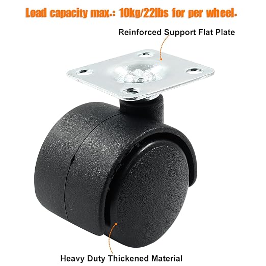 4pcs 1 Inch Swivel Caster Wheels, Heavy Duty Swivel Plate Casters Wheel - Image 4