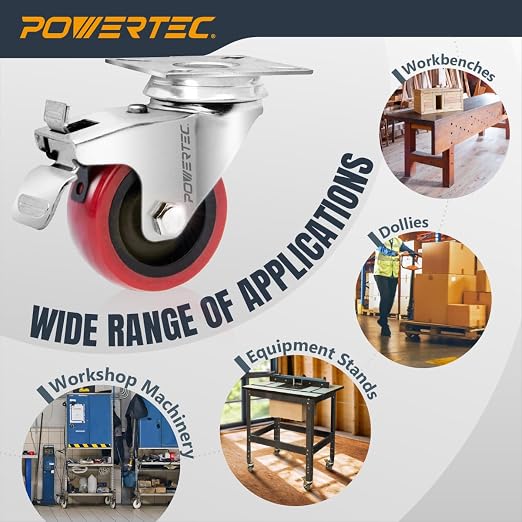 POWERTEC 2 Inch Swivel Caster Wheels Set of 4 - Image 10