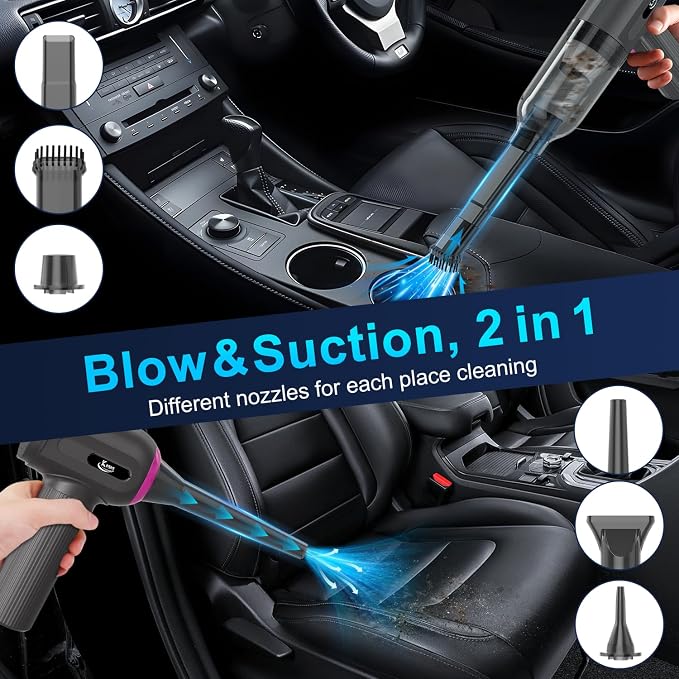 KMM Handheld Car Vacuum Cleaner, 4 in 1 Vacuum Cleaner 16000Pa Air Duster - Image 2