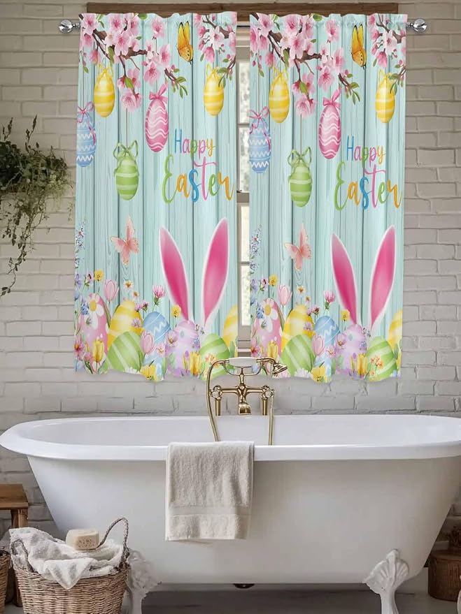 Happy Easter Living Room Curtains 72 Inches length, Spring Bunny Eggs Flower - Image 7