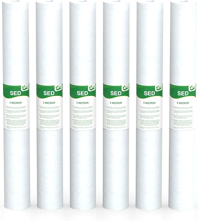 5 Micron Water Filter 20" x 2.5" Replacement Cartridge, 20-inch Sediment by Vegebe