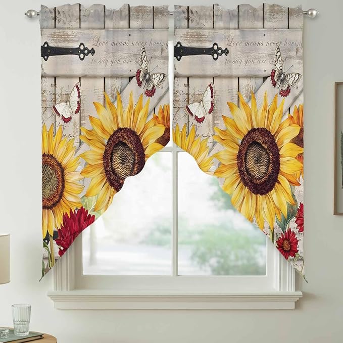 Red Yellow Sunflowers Swag Valances - Image 7