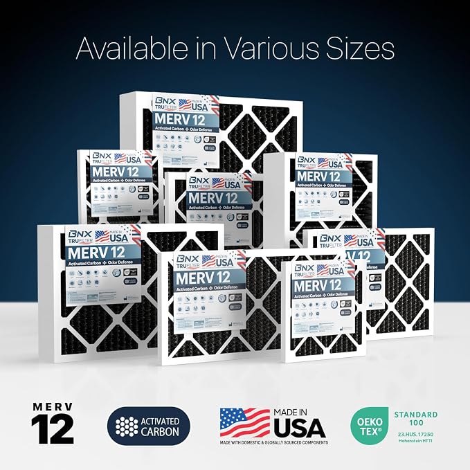 BNX TruFilter 20x25x5 MERV 12 Activated Carbon Air Filter - Image 7