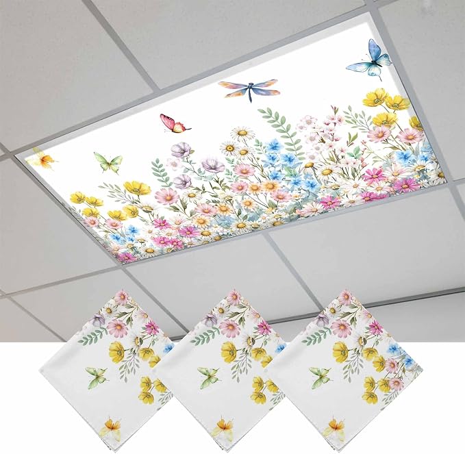 Fluorescent Light Covers for Ceiling Lights Spring Flowers Magnetic Light by Home+L6