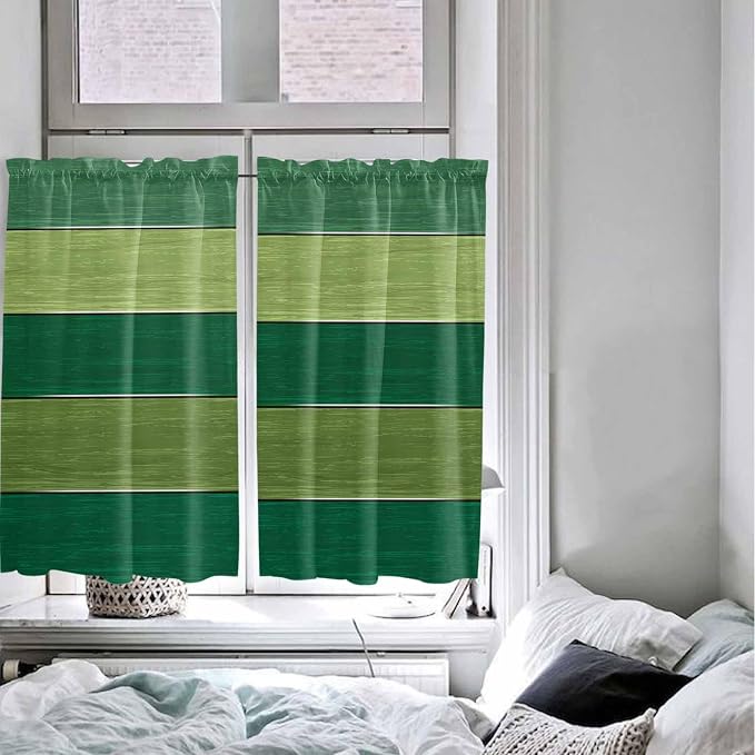 Farm Retro Green Wood Grain Window Valance Curtains, Rustic Wooden Plank - Image 7