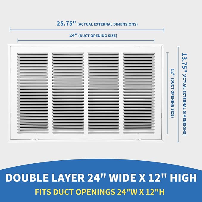 24x12 Return Air Grille, Return Air Vent Cover - Image 2