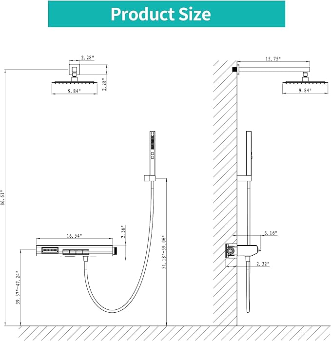 Brushed Gold Rain Shower System Combo: 10" Wall-Mounted Shower Fixtures with 2-in-1 Handheld Spray, Shower Valve with Body Jets, and Waterfall Spout Shower Faucet Set