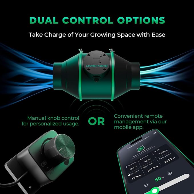 MARS HYDRO iFresh 6'' Inline Duct Fan Combo, Quiet Grow Tent Ventilation System - Image 3