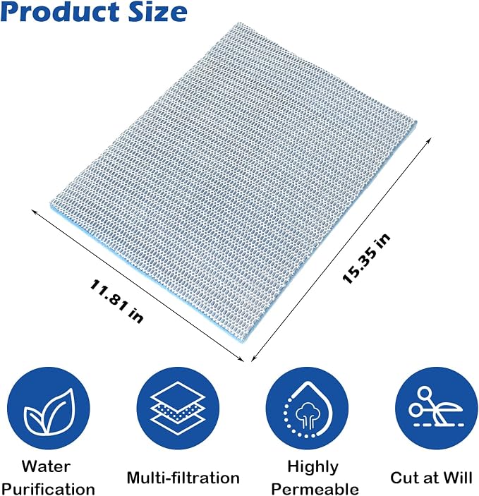 8 Layer Aquarium Filter Media Pad, 15.7 x 11.8 in Washable Cuttable Filters - Image 2