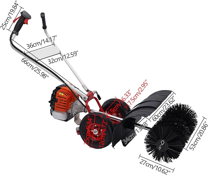 TFCFL 52CC 2 Stroke Gas Power Broom, 2.3HP Walk Behind Sweeper Outdoor Handheld - Image 2