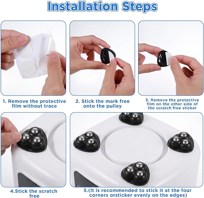 8Pcs Self Adhesive Caster Wheels 360° Rotation Small Appliance Rollers - Image 5