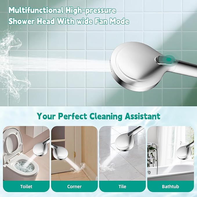 Hibbent Filtered Shower Head with Handheld, High Pressure 10 Spray Showerhead with Filters, Water Softener for Hard Water-Remove Chlorine, Reduces Dry Itchy Skin, Improve Skin& Hair Texture, Chrome