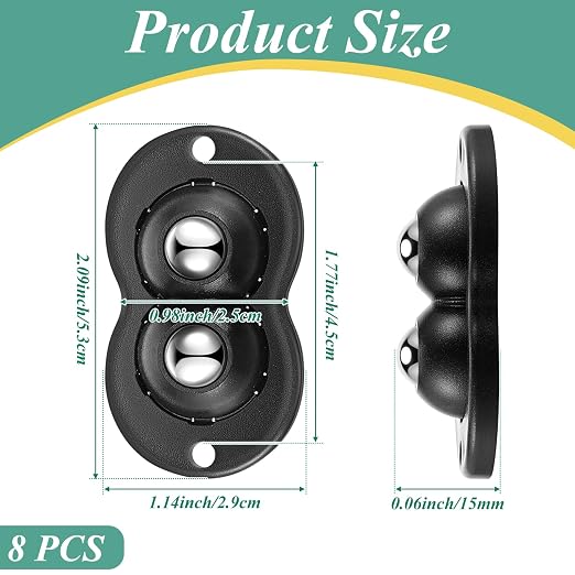 Leumoi 8 Pcs Self Adhesive Appliance Wheels, 360° Swivel Mini Casters - Image 2