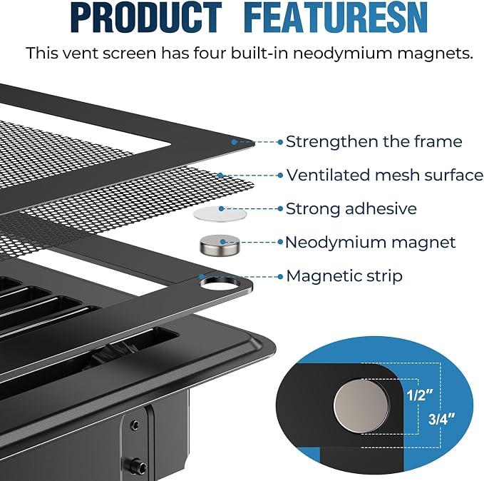 Magnetic Vent Covers with Vent Screen 5.1x11.3 Inch, Ceiling Air Vents to Block - Image 3